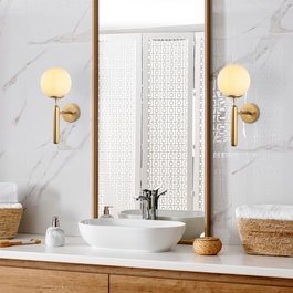 Opviq King - 11458 Lámpara de pared dorada con tapa de cristal